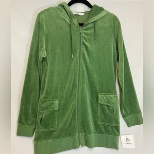 Uniquism Velour Full Zip Hooded Sweatshirt Pockets Women’s Size Large NWT Fall